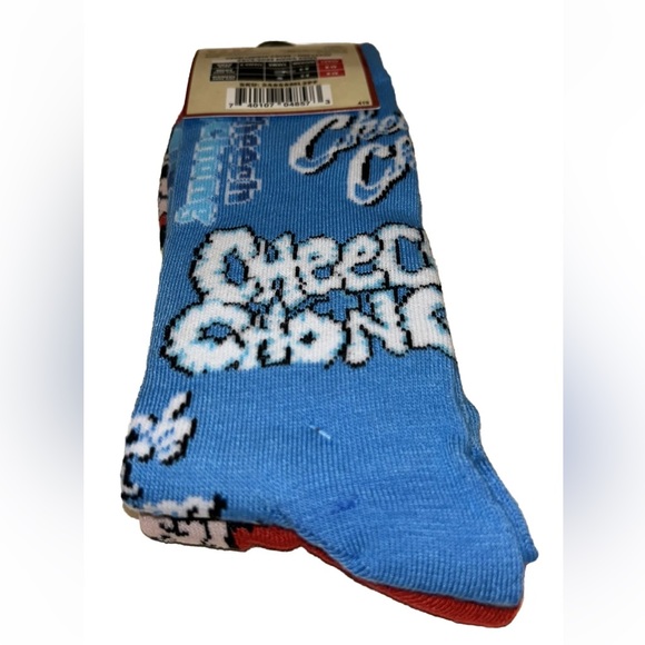 Cheech & Chong Odd Sox Crew Socks 2 Pair Men 8-12 W 9-13 Blue Face & Smoke Logo - Picture 9 of 10